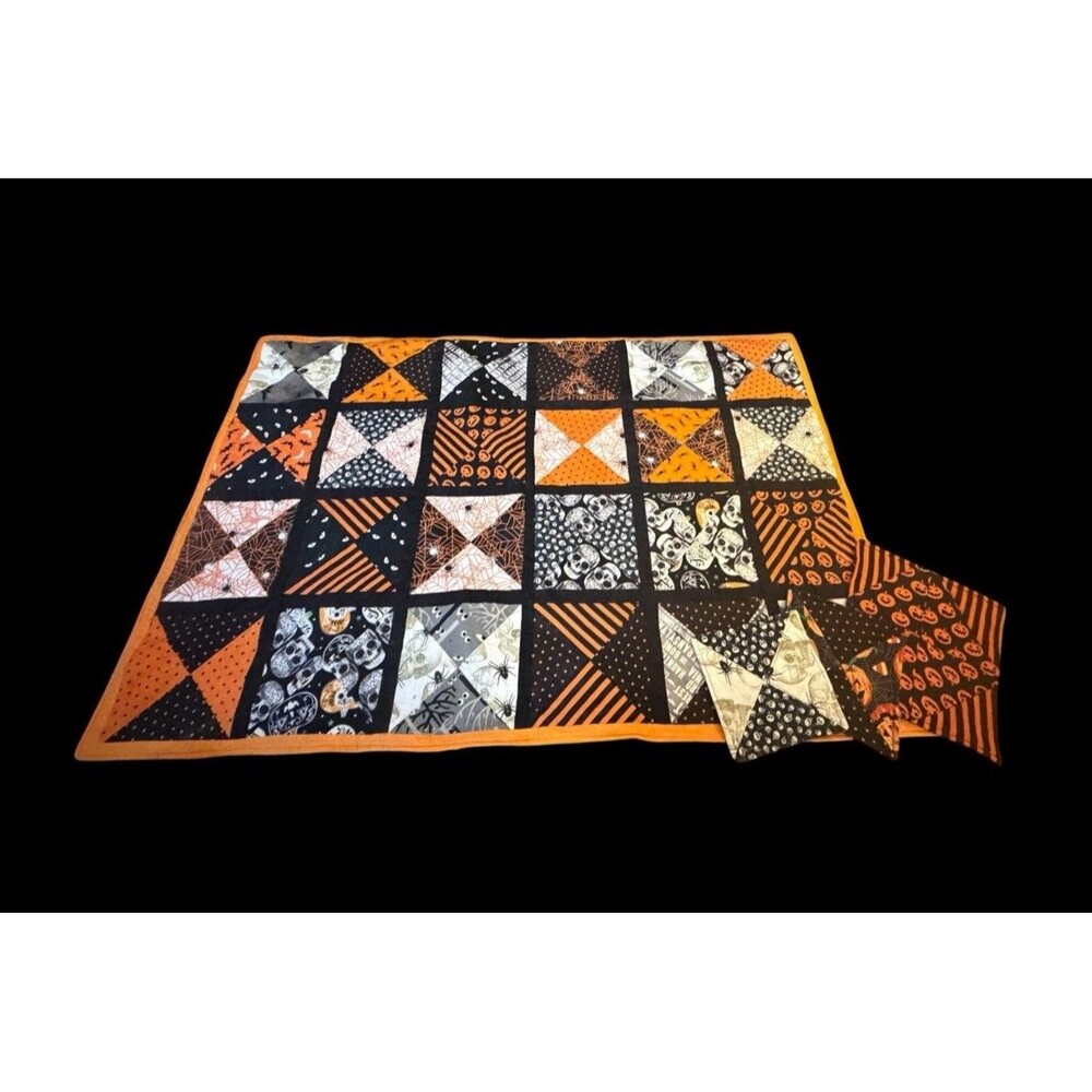 Handmade Mini Quilt Table Runner Coaster Trivet Set Fall Halloween Thanksgiving
